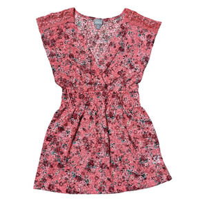 Vanity Babydoll Floral Mesh Sheer Top Womens Medium Pink Floral Lace Y2K Fairy